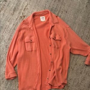 Aerie Coral Waffle Shacket